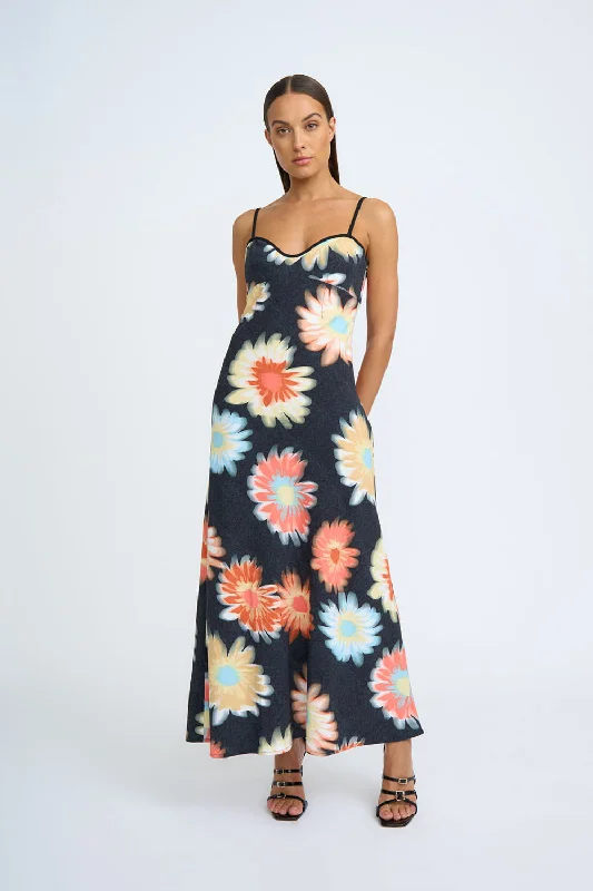 Malia Bias Midi Dress | Final Sale - Black Orange Multi Cozy Midi Dress with Pockets Malia Bias Midi Dress | Final Sale - Black Orange Multi Cozy Midi Dress with Pockets