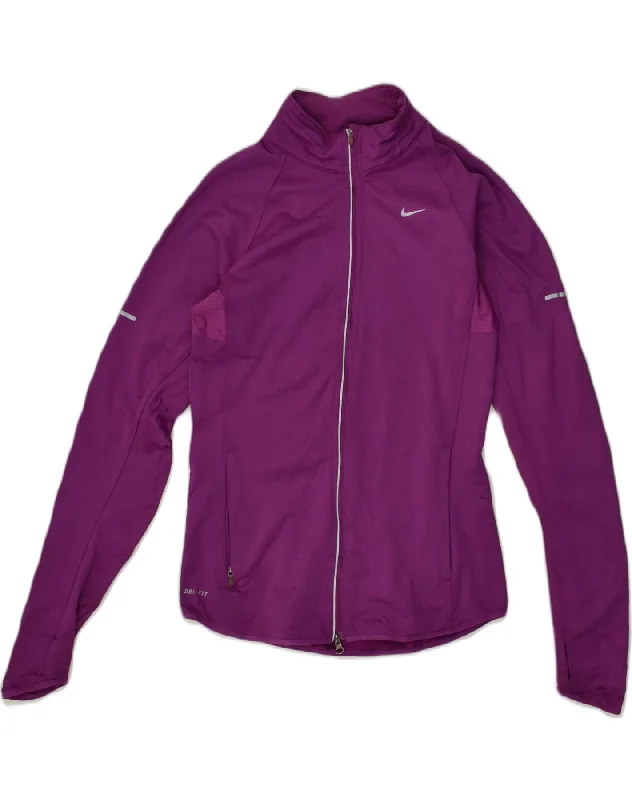 NIKE Womens Dri Fit Tracksuit Top Jacket UK 8 Small Purple Polyester Wool Jacket Cashmere Jacket Tweed Jacket