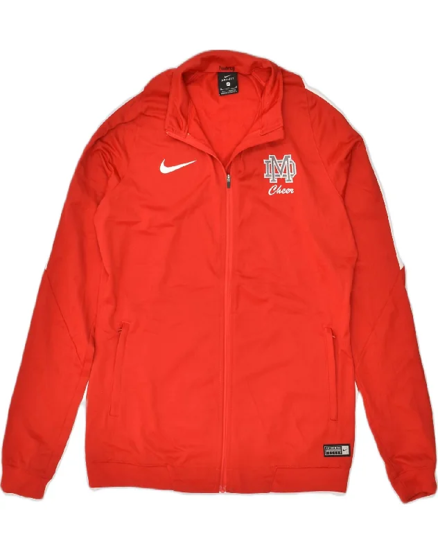 NIKE Womens Tracksuit Top Jacket UK 14 Medium Red Polyester Trench Coat Raincoat Waterproof Jacket