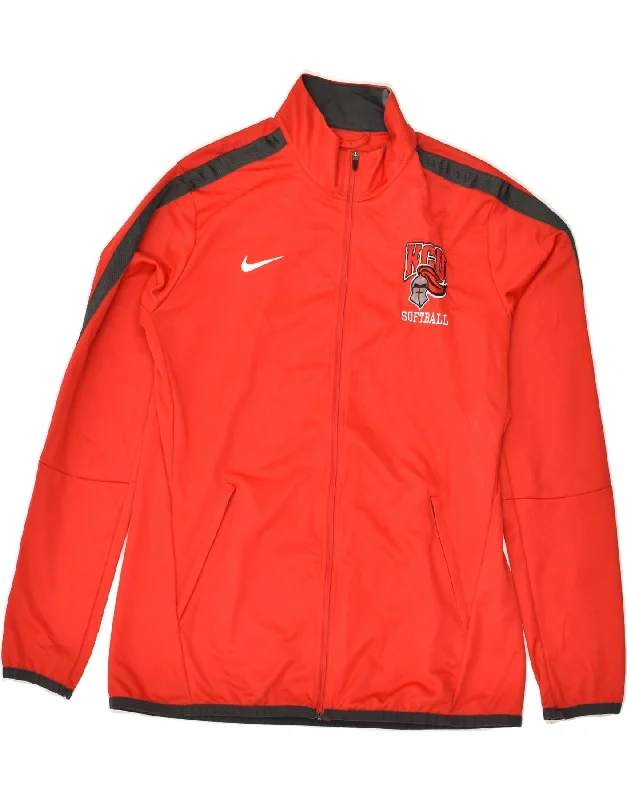 NIKE Womens Tracksuit Top Jacket UK 16 Large Red Polyester Jacket Blazer Coat