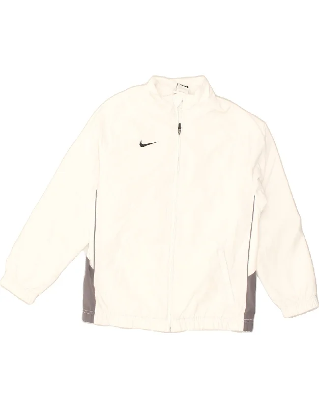 NIKE Womens Tracksuit Top Jacket UK 16 Large White Polyacrylic Trench Coat Raincoat Waterproof Jacket