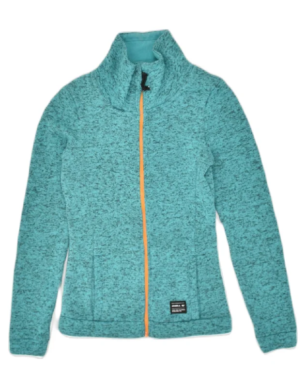 O'NEILL Womens Tracksuit Top Jacket UK 6 XS Turquoise Flecked Polyester Nylon Fabric Polyester Fabric Spandex Fabric