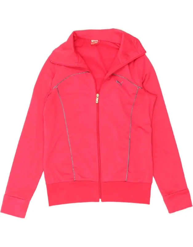 PUMA Womens Tracksuit Top Jacket UK 12 Medium  Pink Nylon Fabric Polyester Fabric Spandex Fabric