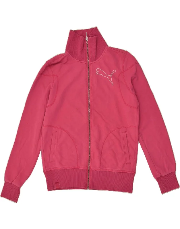 PUMA Womens Tracksuit Top Jacket UK 14 Large Pink Zippered Jacket Buttoned Jacket Snapped Jacket