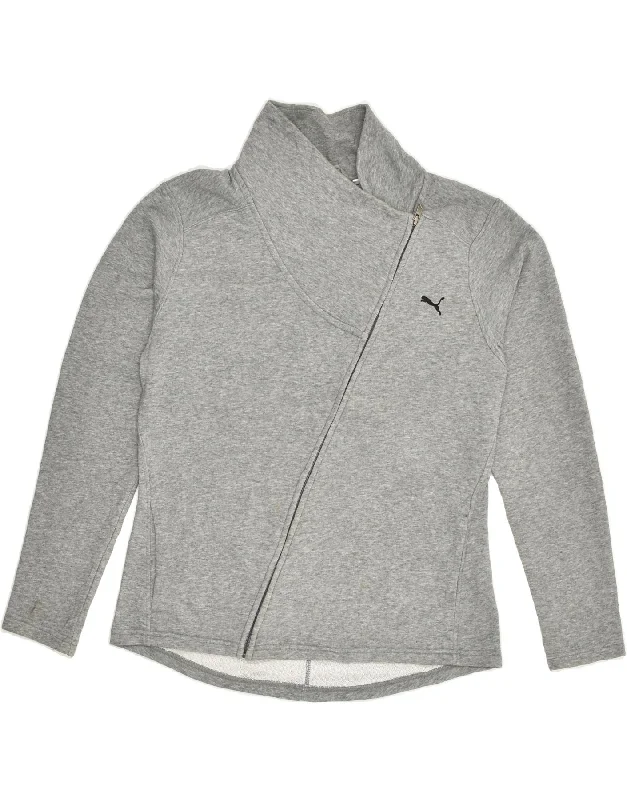 PUMA Womens Tracksuit Top Jacket UK 14 Medium  Grey Cotton Lace Jacket Ribbed Jacket Sequined Jacket