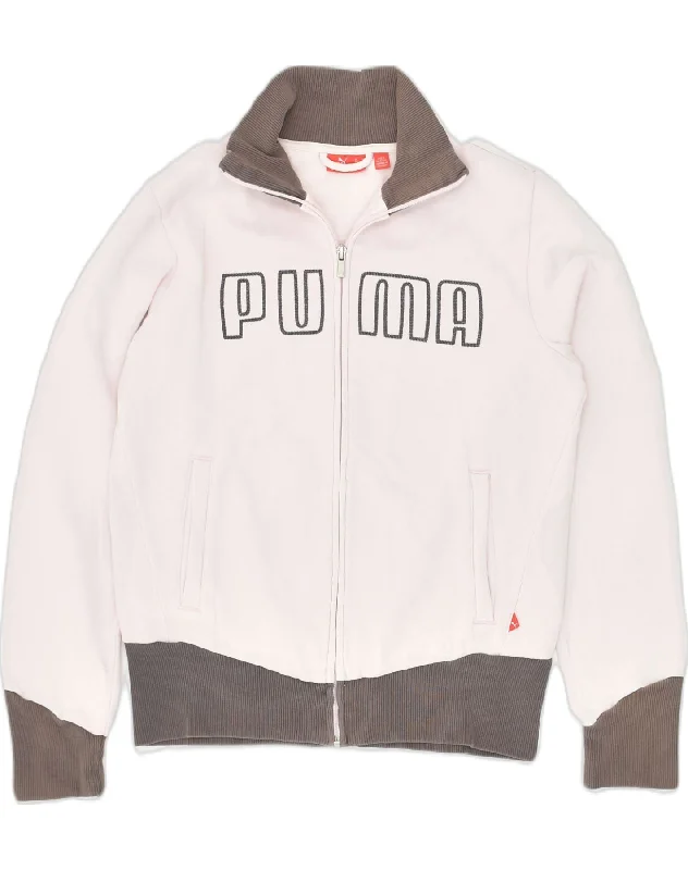 PUMA Womens Tracksuit Top Jacket UK 14 Medium Grey Cotton Hoodie Zip-Up Jacket Button-Up Jacket