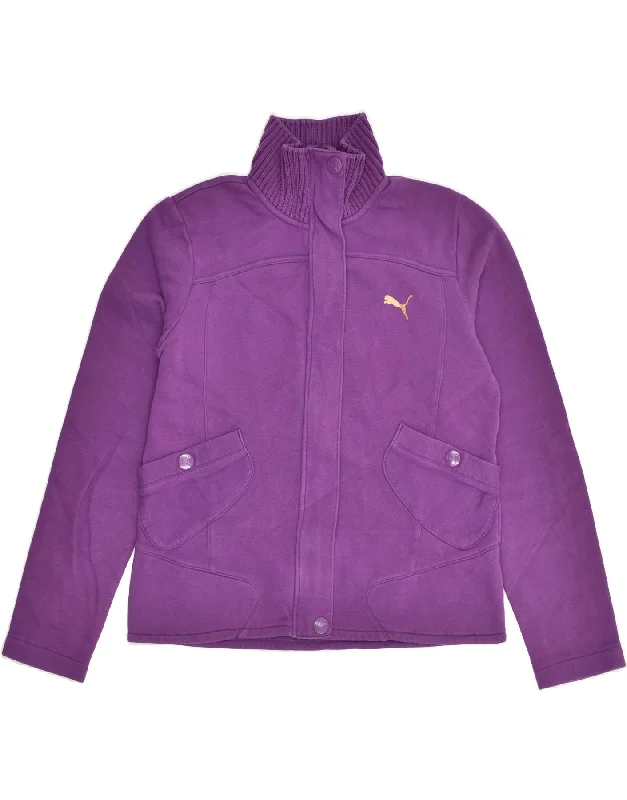 PUMA Womens Tracksuit Top Jacket UK 14 Medium Purple Zippered Jacket Buttoned Jacket Snapped Jacket