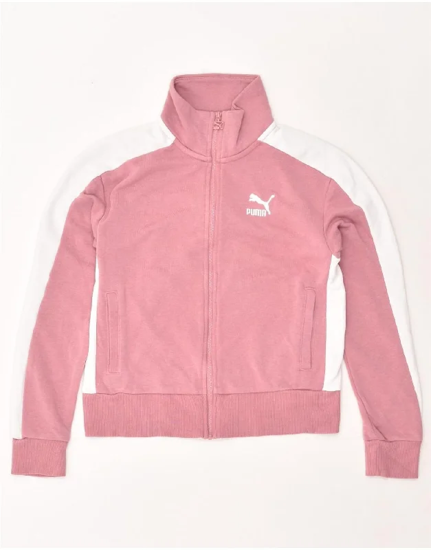 PUMA Womens Tracksuit Top Jacket UK 6 XS Pink Colourblock Cotton Wool Jacket Cashmere Jacket Tweed Jacket