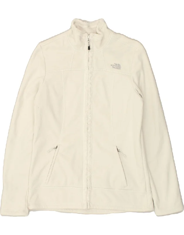 THE NORTH FACE Womens Tracksuit Top Jacket UK 14 Medium Off White Satin Fabric Silk Fabric Chiffon Fabric