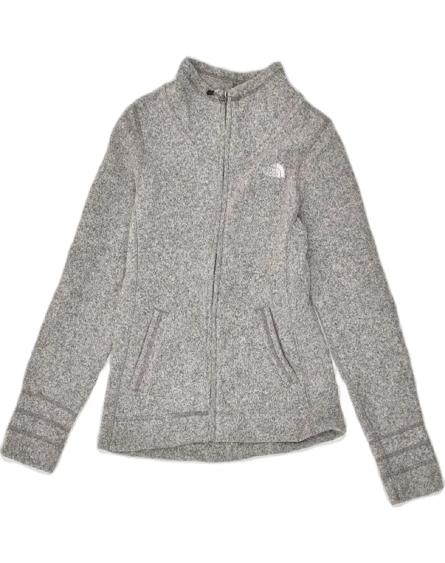 THE NORTH FACE Womens Tracksuit Top Jacket UK 6 XS Grey Polyester Knit Fabric Woven Fabric Fleece Fabric