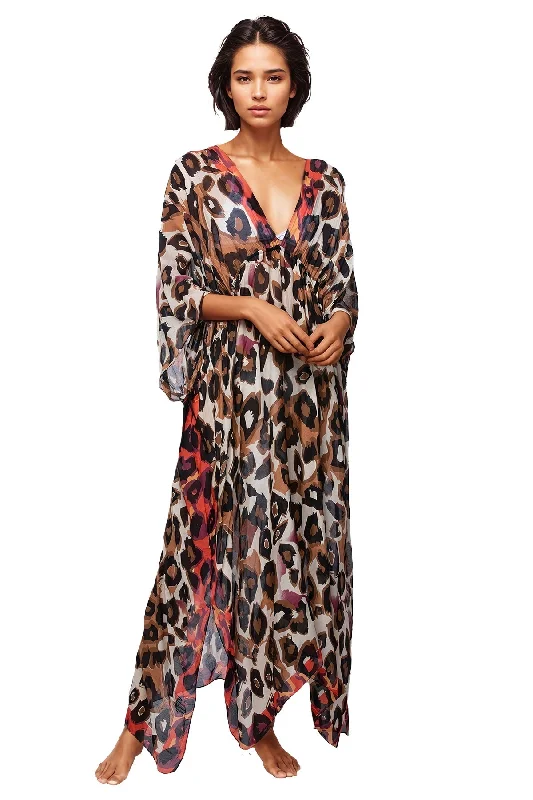 Poolside Maxi Dress Animal Kingdom  Print in Red Elegant Lace-Up Maxi Dress