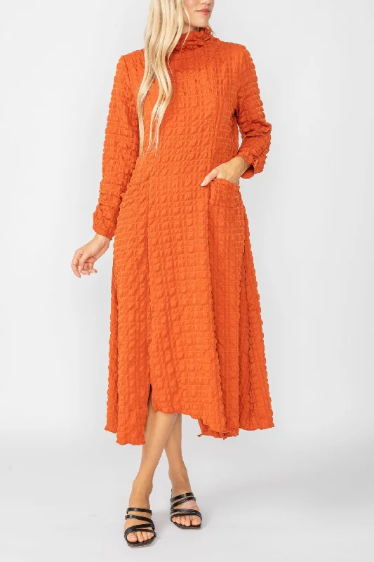 Brick Mock Neck W/ Shirring Front Slit Uneven Hem 3/4 Sleeve Maxi Dress Trendy Floral Print Maxi Dress Brick Mock Neck W/ Shirring Front Slit Uneven Hem 3/4 Sleeve Maxi Dress Trendy Floral Print Maxi Dress
