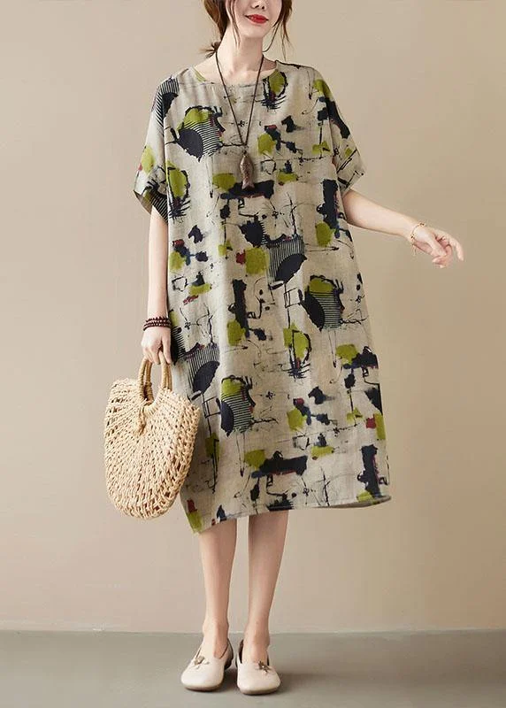 Classy Khaki Print O-Neck Pockets Summer Maxi Dresses Half Sleeve Elegant Maxi Dress with Lace Classy Khaki Print O-Neck Pockets Summer Maxi Dresses Half Sleeve Elegant Maxi Dress with Lace