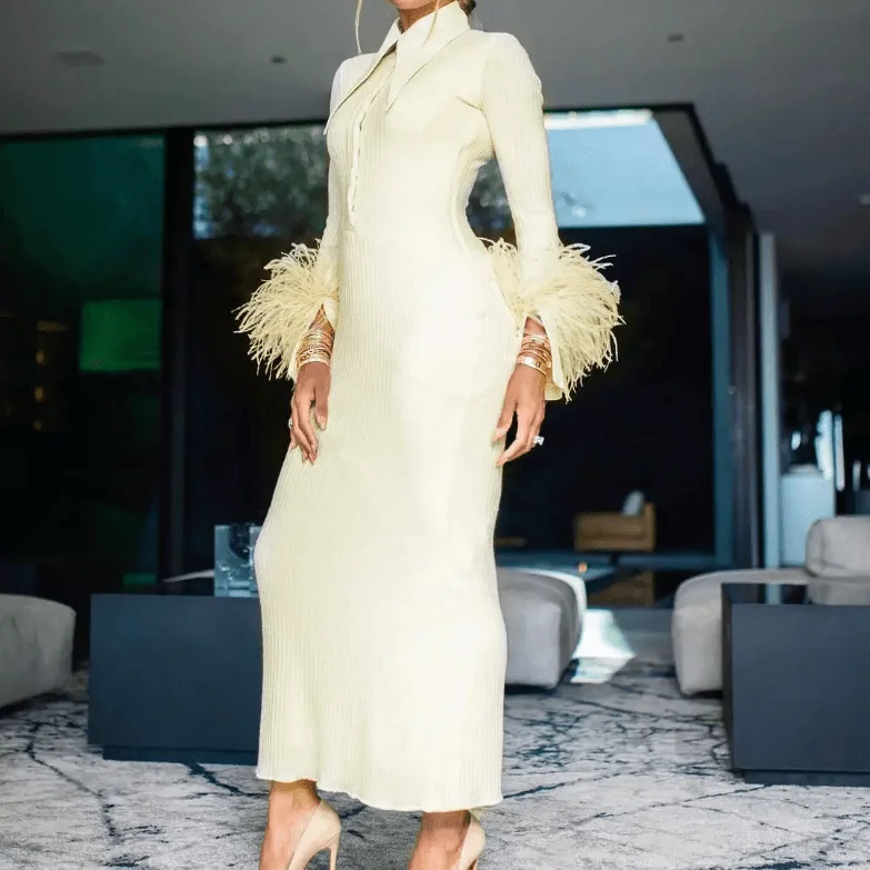 KittenAlarm - Hannah Long Sleeve Collared Rib Maxi Dress Trendy Off-Shoulder Ruffle Maxi Dress KittenAlarm - Hannah Long Sleeve Collared Rib Maxi Dress Trendy Off-Shoulder Ruffle Maxi Dress