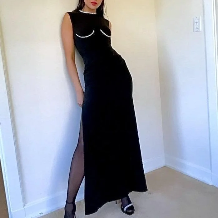 KittenAlarm - Kirsty Embellished Rhinestone Sleeveless Maxi Dress Comfortable Casual Maxi Dress KittenAlarm - Kirsty Embellished Rhinestone Sleeveless Maxi Dress Comfortable Casual Maxi Dress