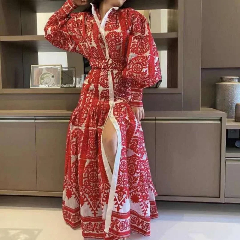 KittenAlarm - Mallory Allover Print Bishop Sleeves Maxi Dress Trendy A-Line Maxi Dress KittenAlarm - Mallory Allover Print Bishop Sleeves Maxi Dress Trendy A-Line Maxi Dress