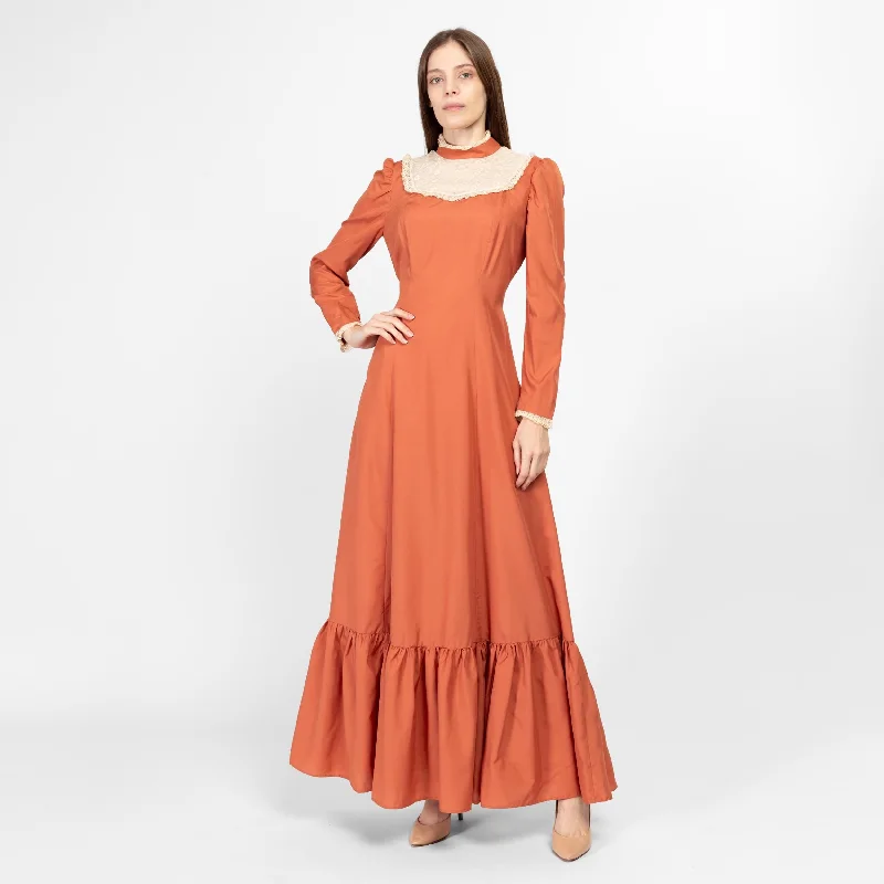 Medium 70s Does Victorian Orange Prairie Maxi Dress Fashionable Button-Down Maxi Dress Medium 70s Does Victorian Orange Prairie Maxi Dress Fashionable Button-Down Maxi Dress