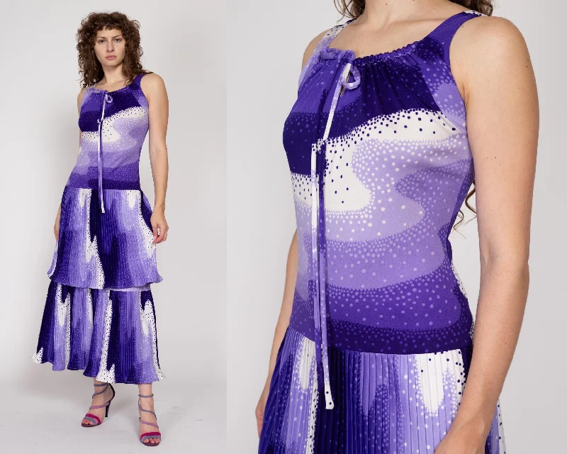 Medium 70s Purple Wavy Psychedelic Maxi Dress Comfortable Plunging Neckline Maxi Dress Medium 70s Purple Wavy Psychedelic Maxi Dress Comfortable Plunging Neckline Maxi Dress