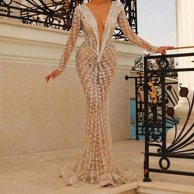 KittenAlarm - Minnie Long Sleeve Deep V Neck See Through Maxi Dress Chic Button-Up Maxi Dress KittenAlarm - Minnie Long Sleeve Deep V Neck See Through Maxi Dress Chic Button-Up Maxi Dress