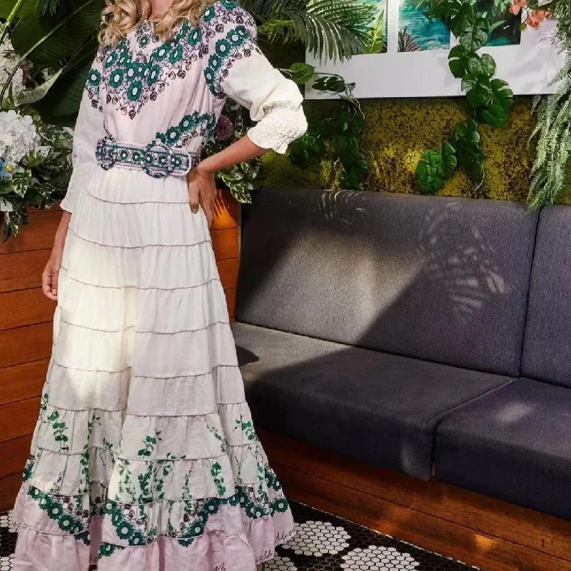 KittenAlarm - Roseanne 3/4 Sleeve Layered Hem Floral Print Maxi Dress Trendy Off-Shoulder Ruffle Maxi Dress KittenAlarm - Roseanne 3/4 Sleeve Layered Hem Floral Print Maxi Dress Trendy Off-Shoulder Ruffle Maxi Dress
