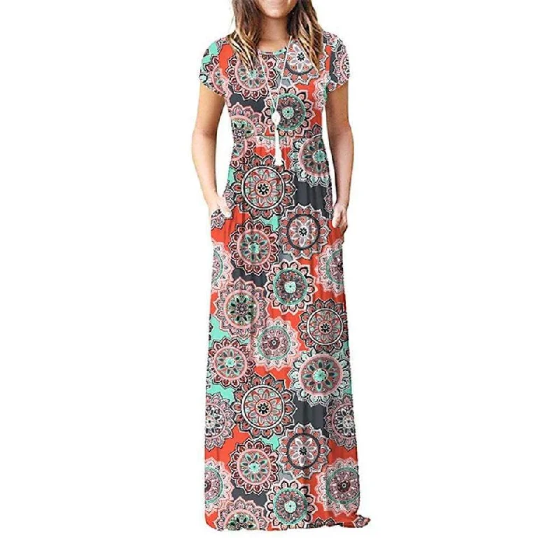 FashionSierra - Summer Short Sleeve Long Dress Floral Print Boho Beach Dress Tunic Maxi Dress Fashionable Off-Shoulder Maxi Dress FashionSierra - Summer Short Sleeve Long Dress Floral Print Boho Beach Dress Tunic Maxi Dress Fashionable Off-Shoulder Maxi Dress