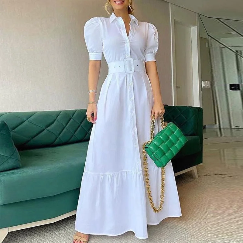 Amy Fashion - Vintage Puff Sleeve Party Maxi Dress Comfortable Maxi Dress with Slits Amy Fashion - Vintage Puff Sleeve Party Maxi Dress Comfortable Maxi Dress with Slits