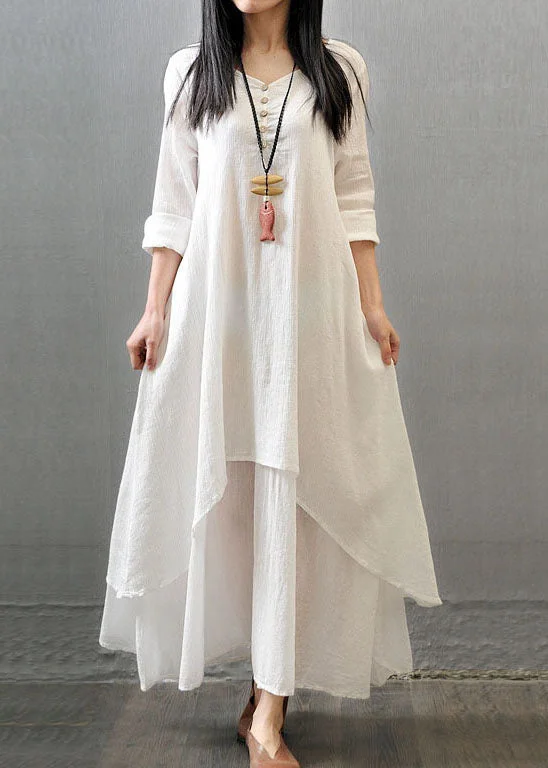 Women Long Sleeve Double Layers Button Asymmetric Vintage Maxi Dress Classic A-Line Maxi Dress Women Long Sleeve Double Layers Button Asymmetric Vintage Maxi Dress Classic A-Line Maxi Dress