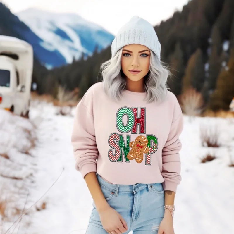 Hazel Blues® | OH SNAP Faux Glitter Chenille Graphic Sweatshirt Hoodie with Thumb Holes Functional Cozy Hazel Blues® | OH SNAP Faux Glitter Chenille Graphic Sweatshirt Hoodie with Thumb Holes Functional Cozy