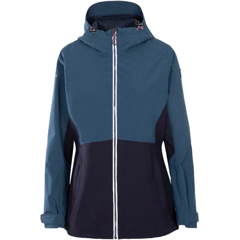 Alfresco Women's Unpadded Waterproof Jacket in Navy Zippered Front Buttoned Front Snap Front Alfresco Women's Unpadded Waterproof Jacket in Navy Zippered Front Buttoned Front Snap Front