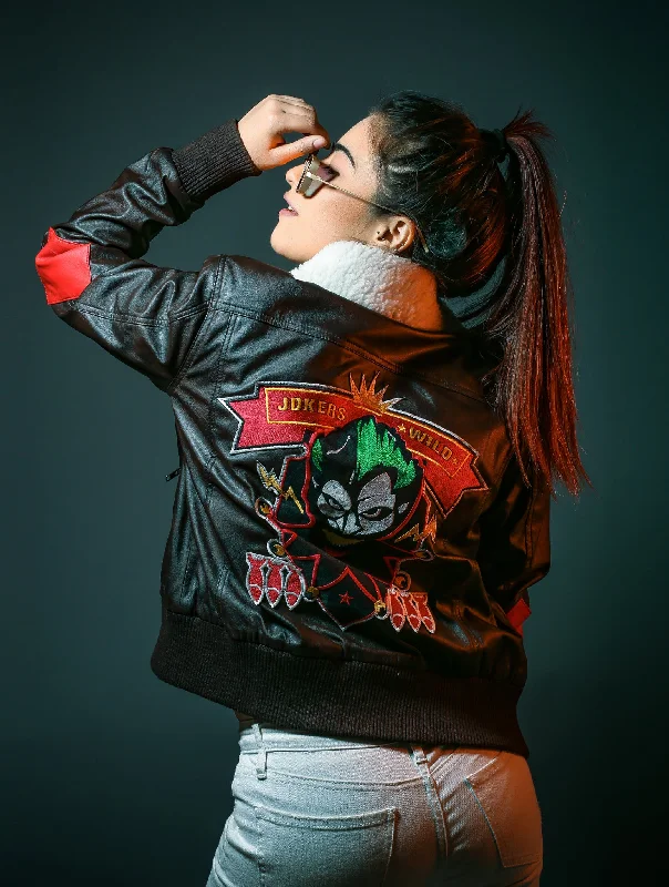 Women Joker Wild Brown Bomber Leather Jacket Notch Collar Jacket Peter Pan Collar Jacket Cowl Neck Jacket Women Joker Wild Brown Bomber Leather Jacket Notch Collar Jacket Peter Pan Collar Jacket Cowl Neck Jacket