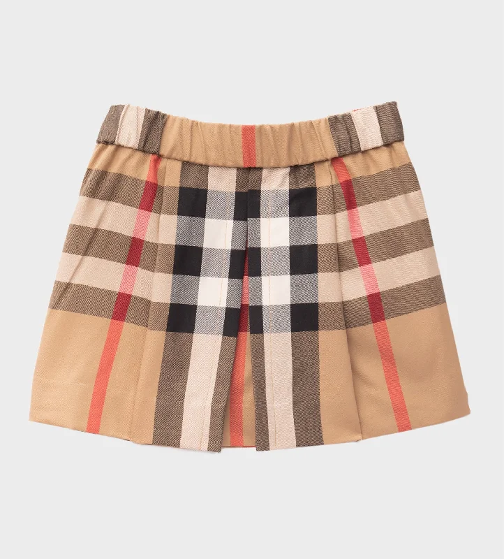 Baby Vintage Check Cotton-Blend Skirt Beige cashmere skirt fine