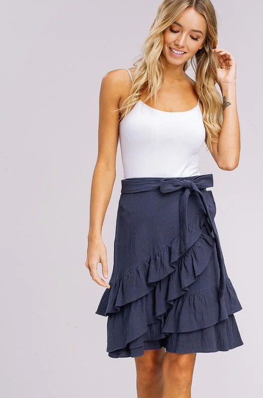 High Waisted Ruffle Skirt modal blend skirt