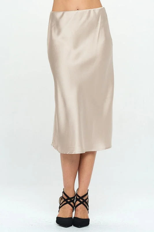 Solid Satin Midi Skirt tulle skirt dreamy