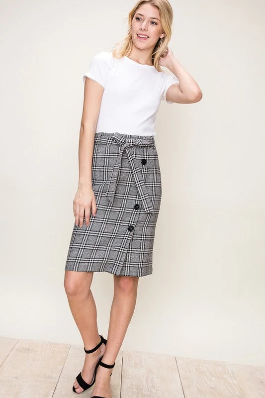 Plaid Pencil Skirt linen skirt light