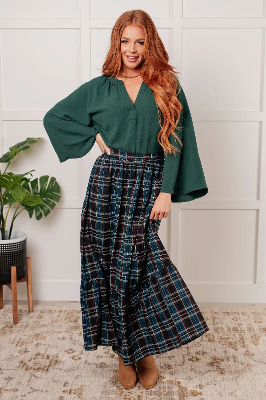 Plaid Perfection Maxi Skirt belted skirt waist