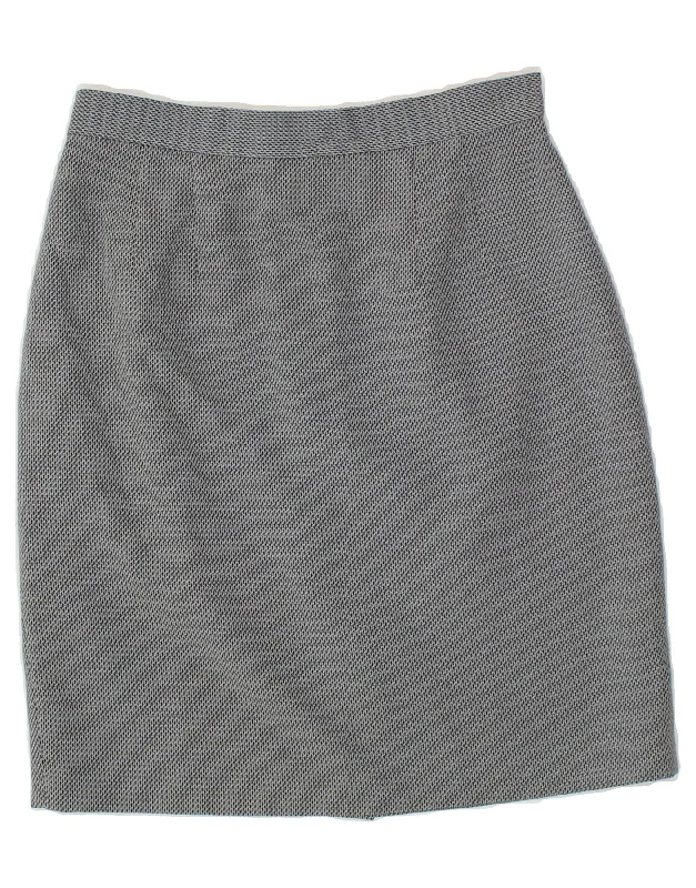 ASHLEY BROOKE Womens High Waist Pencil Skirt UK 10 Small W26  Grey Check lace skirt delicate