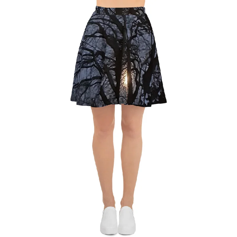 GG - Skater Skirt - Trees & Moon corduroy skirt durable