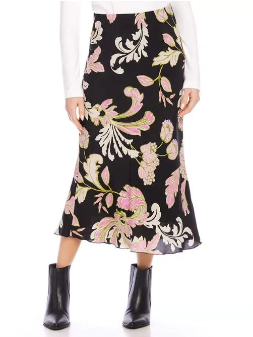 Karen Kane Bias Midi Skirt Floral chiffon skirt airy