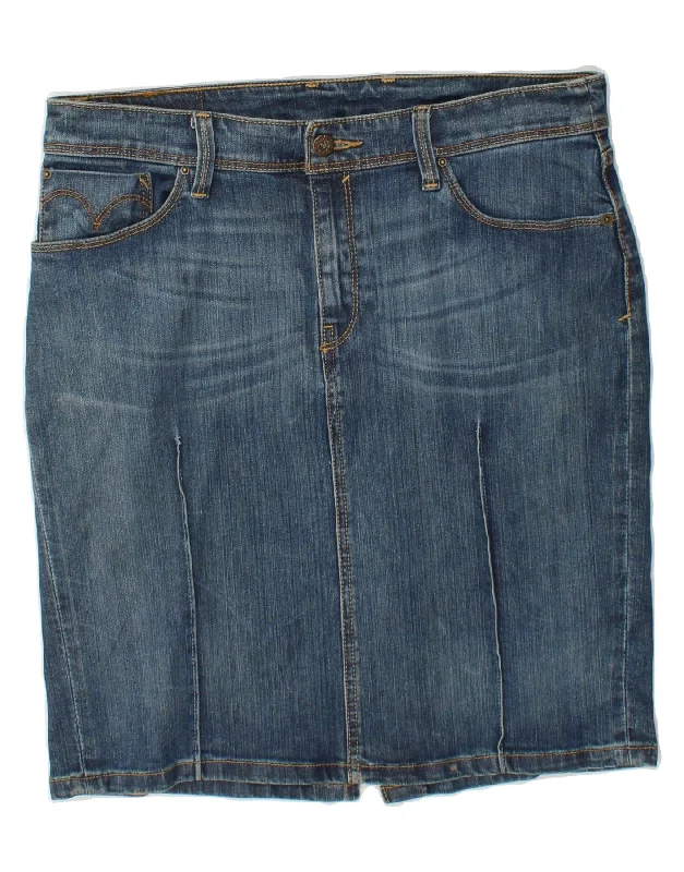 LEVI'S Womens High Waist Denim Skirt Large W30  Blue Cotton satin skirt smooth