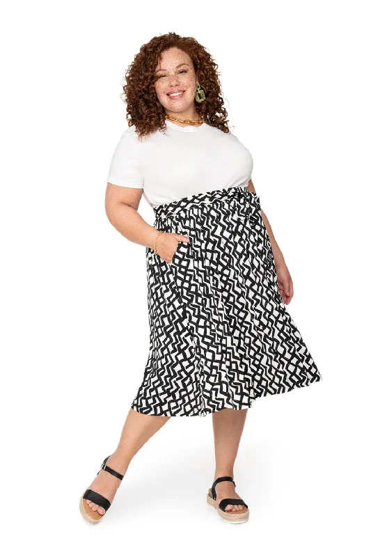 Leota's Curve Women Mindy Skirt Zig Zag Black White velvet skirt rich