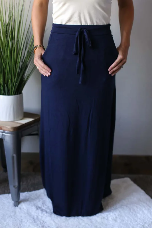 Navy Maxi Skirt • S corduroy skirt durable