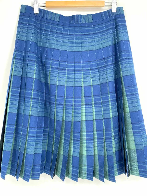 Pendleton Heritage Women's Blue/Green Pleated Wool Plaid Size 16 Skirt wool skirt breathable