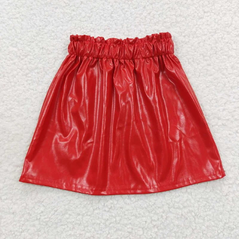 red leather Short skirt patchwork skirt art