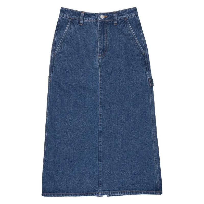 Santa Cruz Womens Skirt Classic Carpenter - Classic Blue Denim ribbed skirt waist