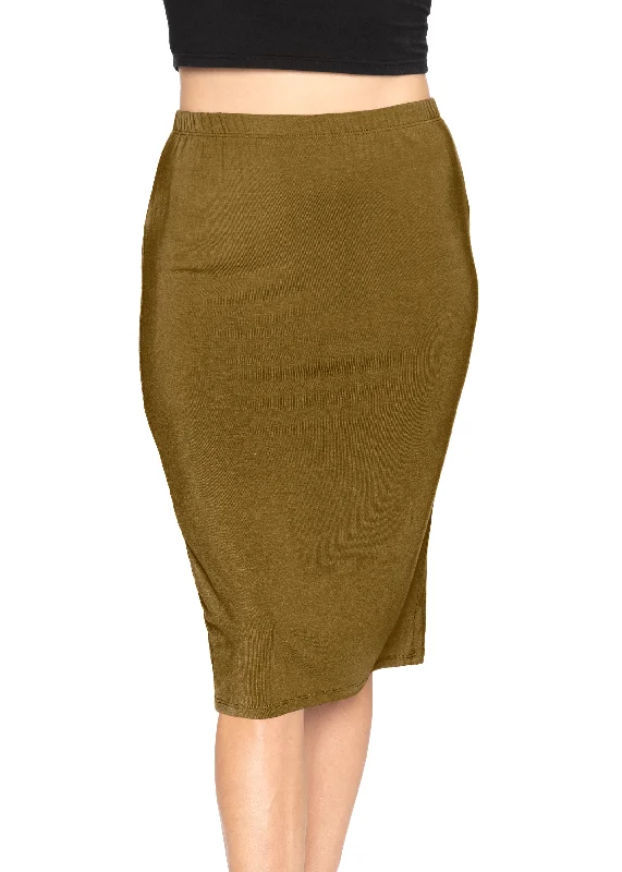 Women’s Comfortable Soft Stretch MIDI Skirt ruffled skirt detail