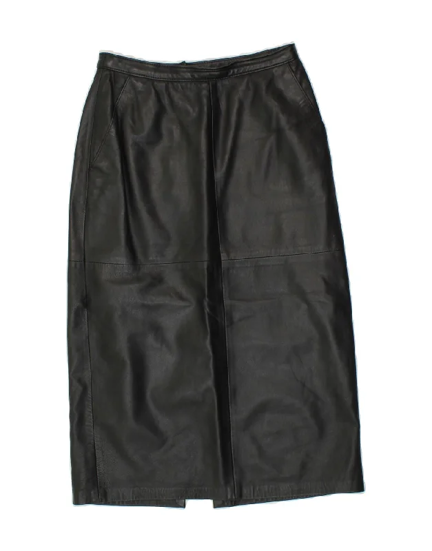 YORN Womens Leather Skirt EU 36 Small W26  Black linen skirt light